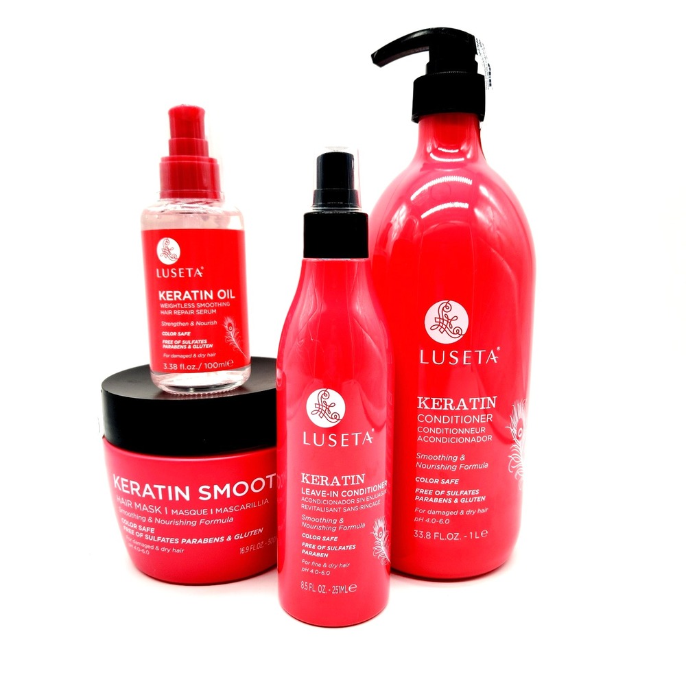Luseta Keratin Hair Care 4pc Bundle – Conditioner 33.8oz, Mask, Leave-In, Serum‎